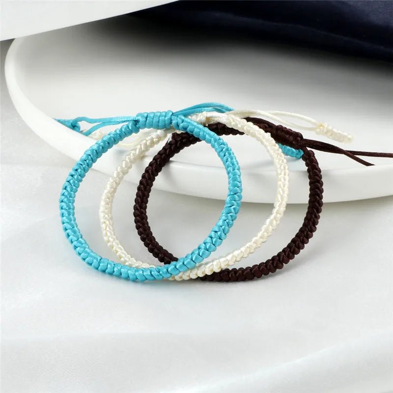 Multicolor Rope Lucky knots Bracelets Women Men Charm Woven Handmade Bangles Braided Adjustable Size Buddhism Jewelry Pulseras - LEIDAI