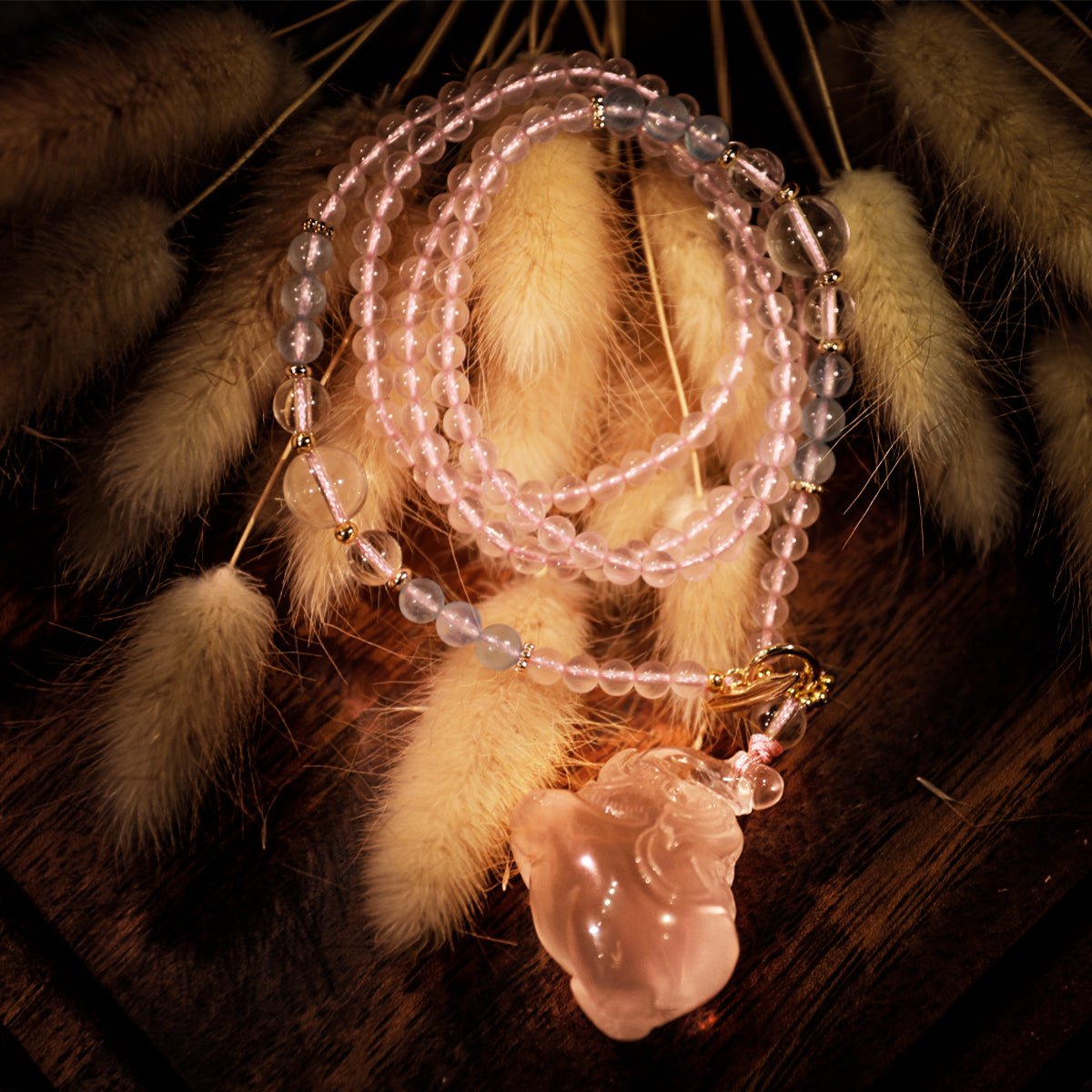 Romantic love elephant pink crystal sweater chain| Bless Jade - LEIDAI