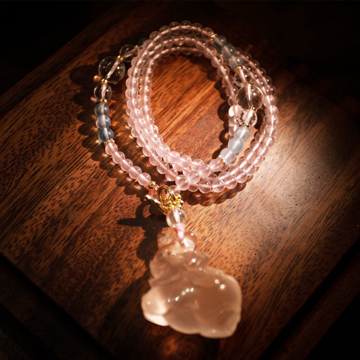 Romantic love elephant pink crystal sweater chain| Bless Jade - LEIDAI