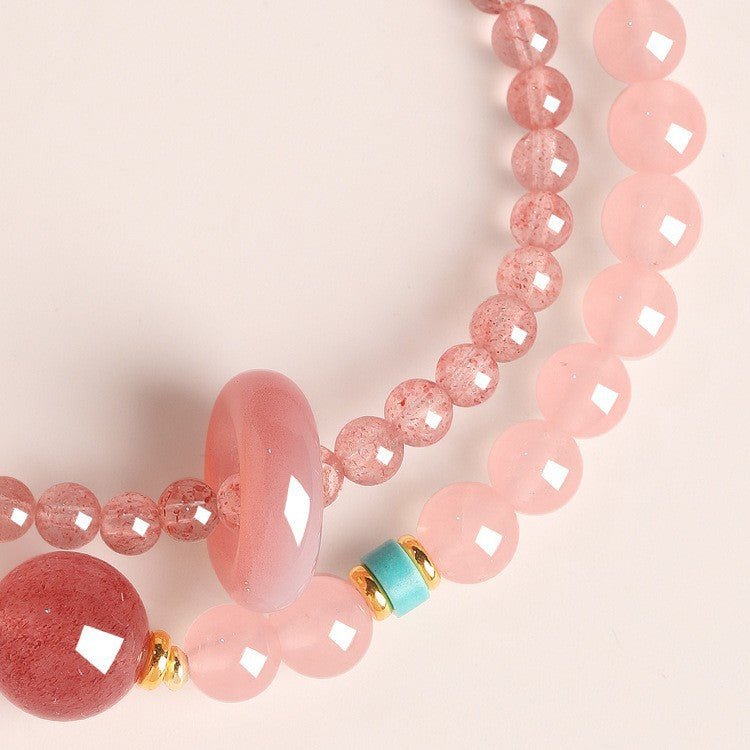 Strawberry Quartz & Pink Quartz Love Bracelet | Bless Jade - LEIDAI