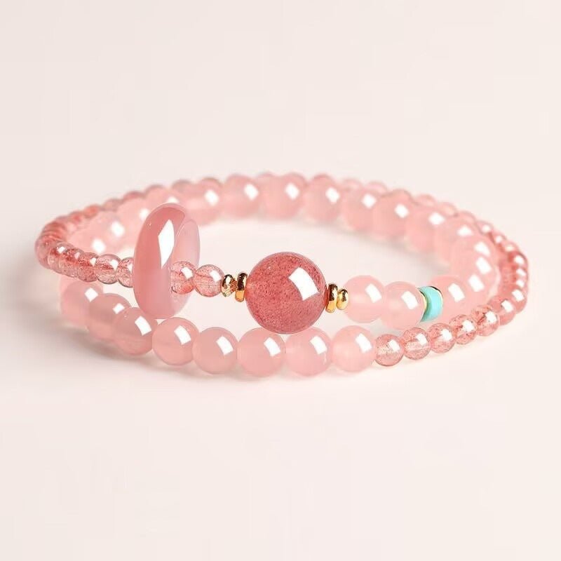 Strawberry Quartz & Pink Quartz Love Bracelet | Bless Jade - LEIDAI