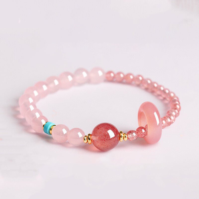 Strawberry Quartz & Pink Quartz Love Bracelet | Bless Jade - LEIDAI