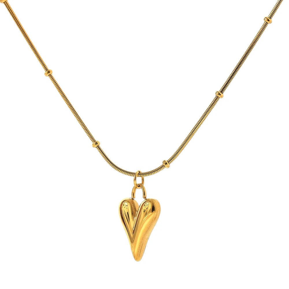 Temperament Heart Pendant Chain Necklace for Women Stainless Steel Stylish Choker 18 K Jewelry Waterproof Party Gift - LEIDAI