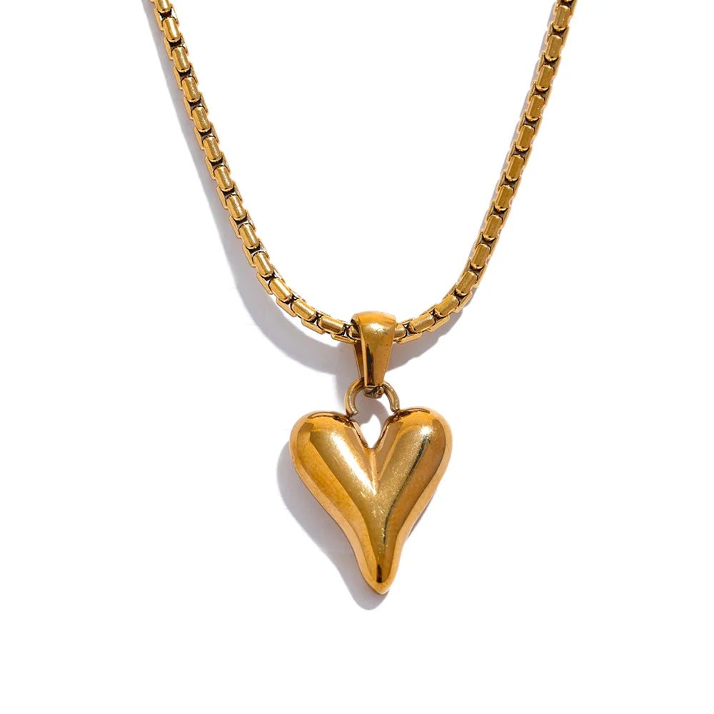 Temperament Heart Pendant Chain Necklace for Women Stainless Steel Stylish Choker 18 K Jewelry Waterproof Party Gift - LEIDAI
