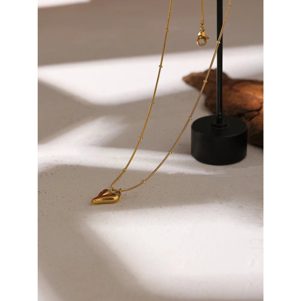 Temperament Heart Pendant Chain Necklace for Women Stainless Steel Stylish Choker 18 K Jewelry Waterproof Party Gift - LEIDAI