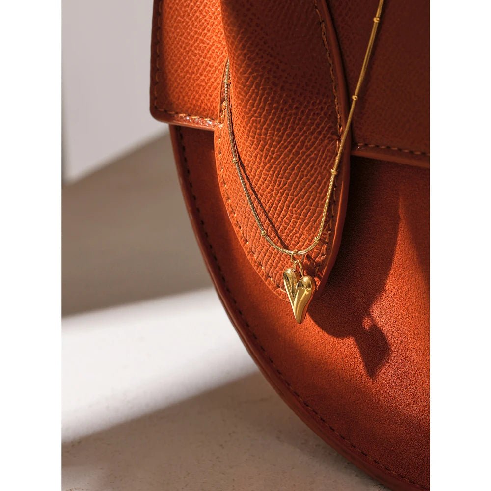 Temperament Heart Pendant Chain Necklace for Women Stainless Steel Stylish Choker 18 K Jewelry Waterproof Party Gift - LEIDAI