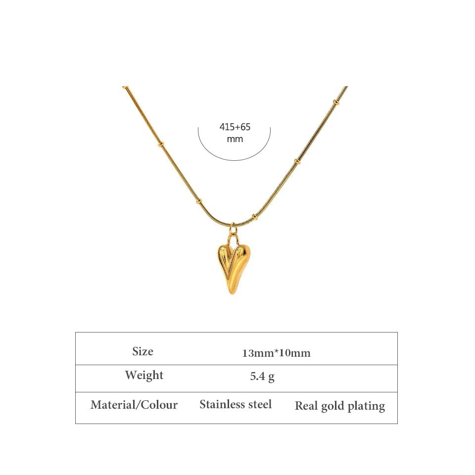 Temperament Heart Pendant Chain Necklace for Women Stainless Steel Stylish Choker 18 K Jewelry Waterproof Party Gift - LEIDAI