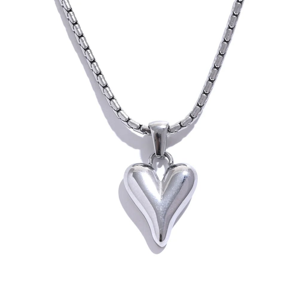 Temperament Heart Pendant Chain Necklace for Women Stainless Steel Stylish Choker 18 K Jewelry Waterproof Party Gift - LEIDAI