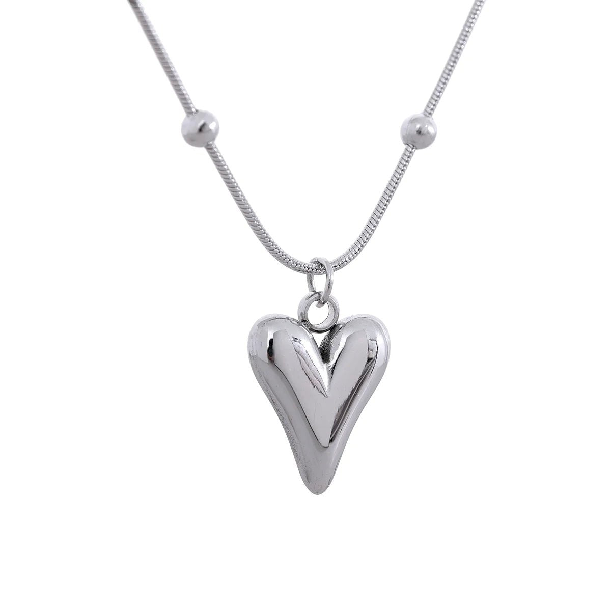 Temperament Heart Pendant Chain Necklace for Women Stainless Steel Stylish Choker 18 K Jewelry Waterproof Party Gift - LEIDAI