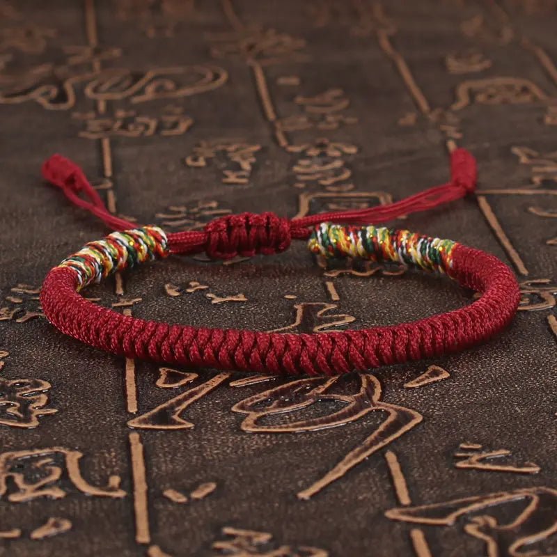 Tibetan Buddhist Lucky Bracelet Unisex Braid Red Thread Rope Adjustable King Kong Knot Bracelets for Womern Men Bangles Jewelry - LEIDAI