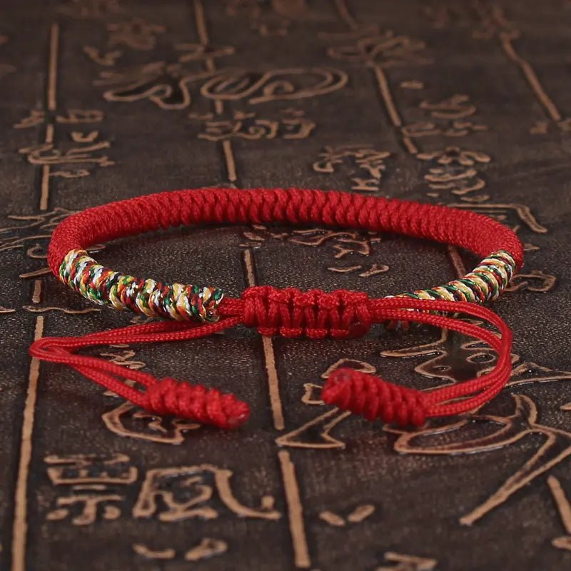Tibetan Buddhist Lucky Bracelet Unisex Braid Red Thread Rope Adjustable King Kong Knot Bracelets for Womern Men Bangles Jewelry - LEIDAI