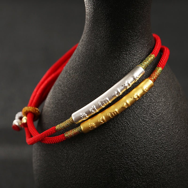 Tibetan Red String Bracelet - Buddhist Lucky Charm - LEIDAI