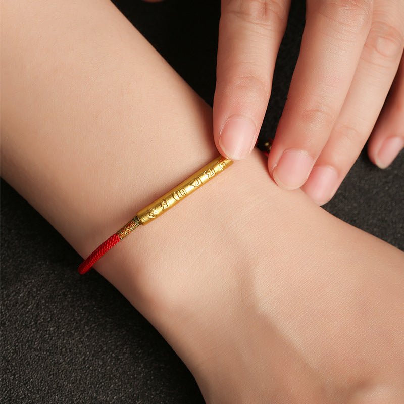 Tibetan Red String Bracelet - Buddhist Lucky Charm - LEIDAI