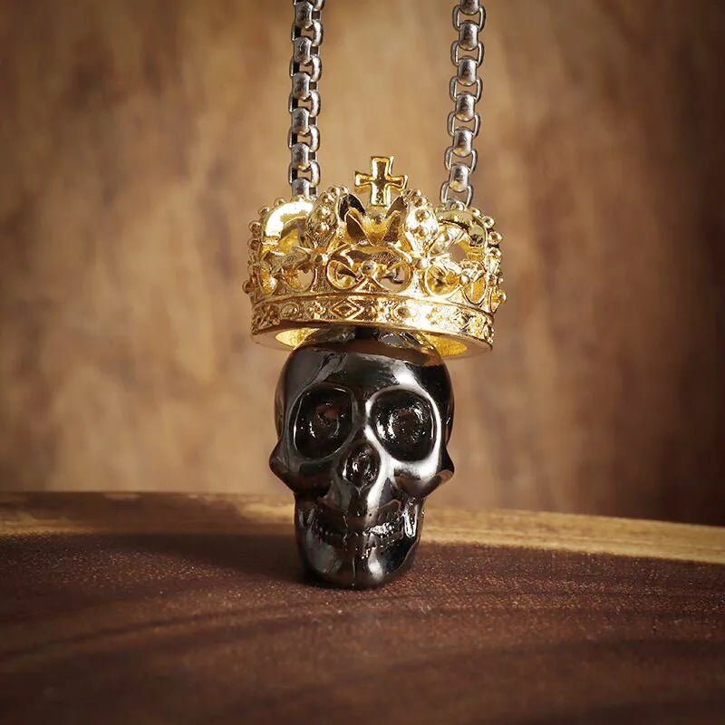 Vintage Gothic Cross Skull Pendant Necklace for Men Fashion Party Trend Punk Jewelry Halloween Gifts - LEIDAI