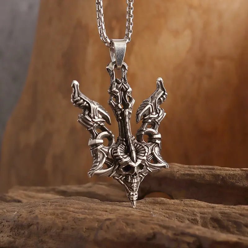 Vintage Gothic Cross Skull Pendant Necklace for Men Fashion Party Trend Punk Jewelry Halloween Gifts - LEIDAI
