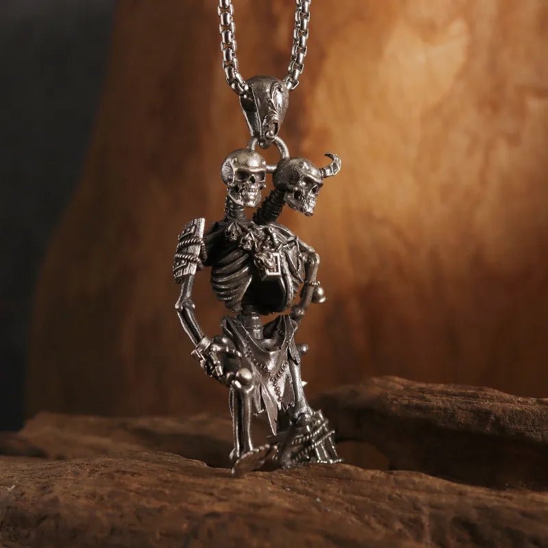 Vintage Gothic Cross Skull Pendant Necklace for Men Fashion Party Trend Punk Jewelry Halloween Gifts - LEIDAI