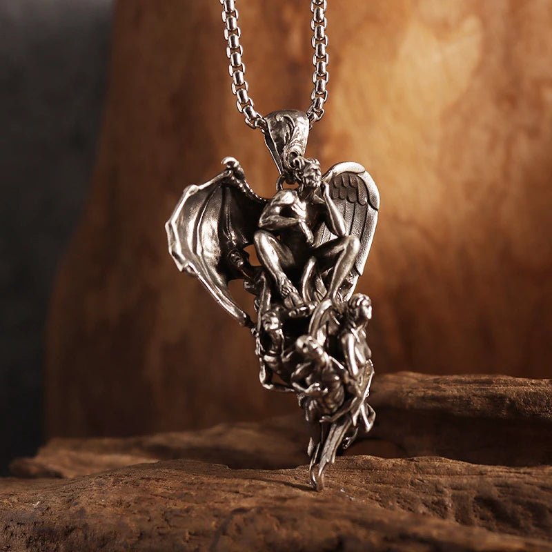 Vintage Gothic Cross Skull Pendant Necklace for Men Fashion Party Trend Punk Jewelry Halloween Gifts - LEIDAI