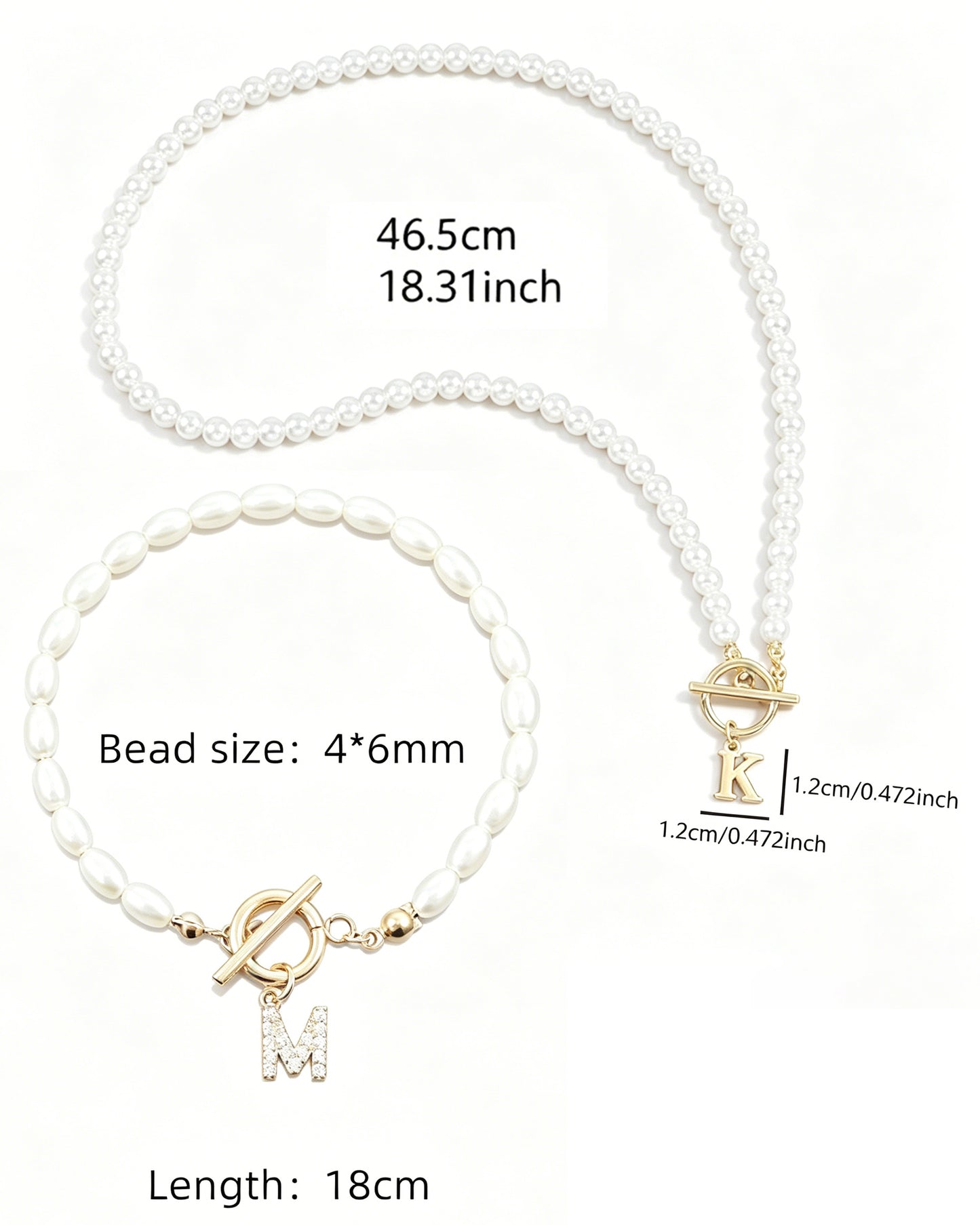 Personalized Initial Pearl Necklace & Bracelet Set | Custom Jewelry Gift