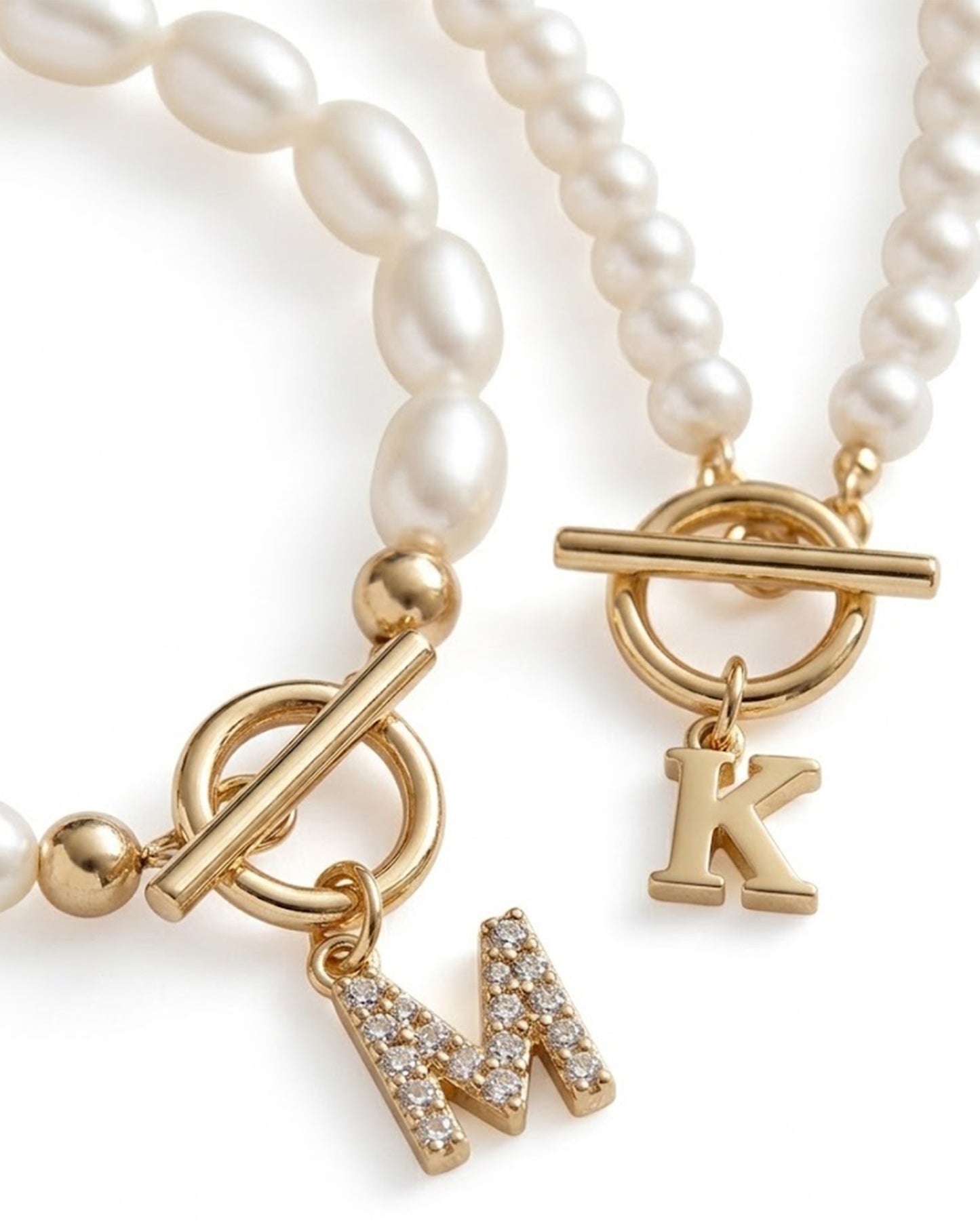 Personalized Initial Pearl Necklace & Bracelet Set | Custom Jewelry Gift
