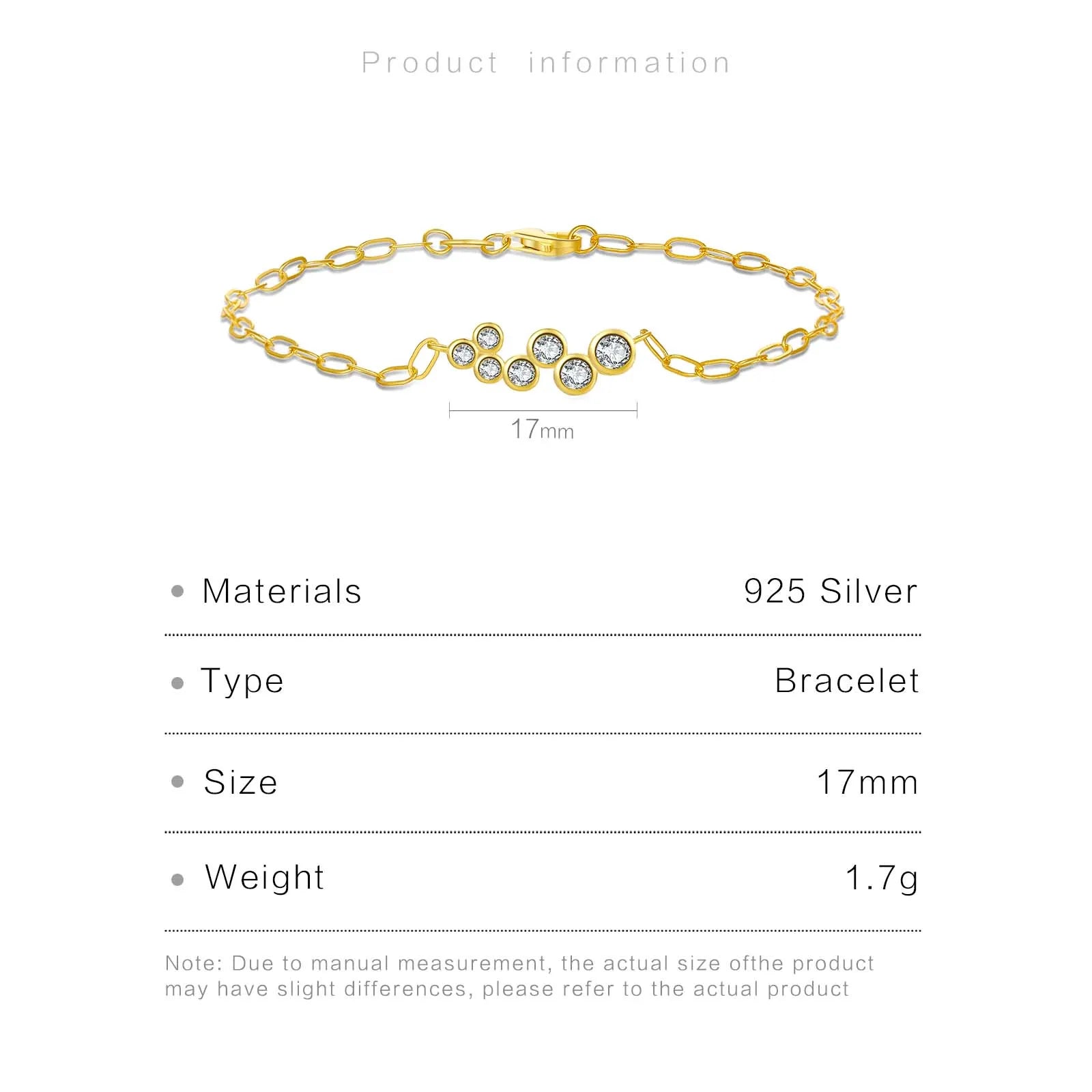 100% NEW 925 Sterling Silver Horoscope Chain Zircon CZ Bracelet Women Luxury Fine Jewelry Rock Punk Luxury Party Jewels - LEIDAI