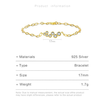 100% NEW 925 Sterling Silver Horoscope Chain Zircon CZ Bracelet Women Luxury Fine Jewelry Rock Punk Luxury Party Jewels - LEIDAI
