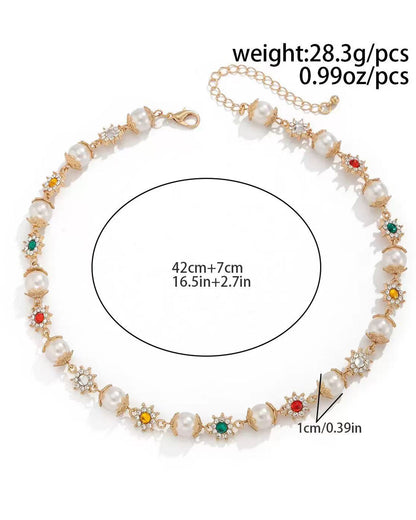 Elegant Handcrafted Statement Choker: Pearl and Colorful Crystal Star Cluster Jewelry, Perfect Gift for Anniversaries and Special Occasions