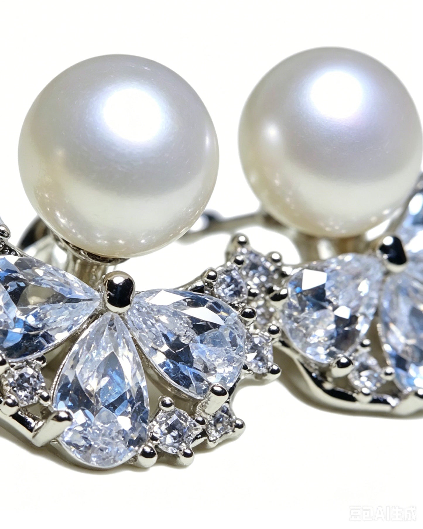 Elegant Crystal-Adorned Pearl Stud Earrings – Radiant Fan-Shaped Statement Jewelry for Bridal and Formal Occasions