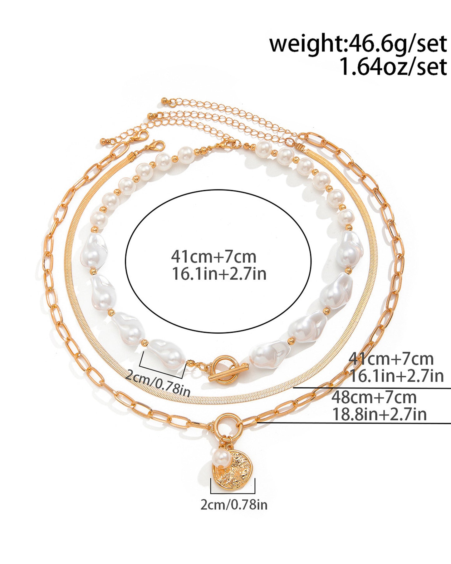 Elegant Layered Pearl Necklace with Gold Pendant – Classic Chic Jewelry