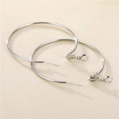 40 - 80mm Exaggerated Big Smooth Circle Hoop Earrings for Women Aros Simple Round Loop Ear Wedding Jewelry Brincos Cool Gift - LEIDAI