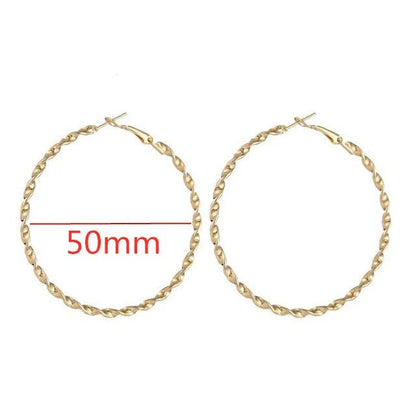 40 - 80mm Exaggerated Big Smooth Circle Hoop Earrings for Women Aros Simple Round Loop Ear Wedding Jewelry Brincos Cool Gift - LEIDAI