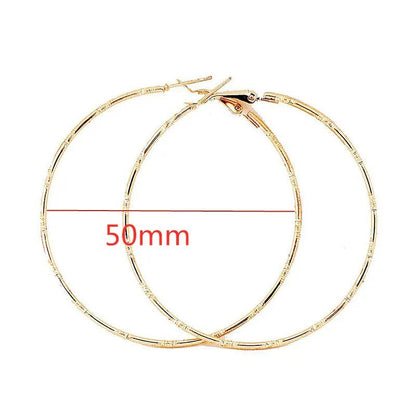 40 - 80mm Exaggerated Big Smooth Circle Hoop Earrings for Women Aros Simple Round Loop Ear Wedding Jewelry Brincos Cool Gift - LEIDAI