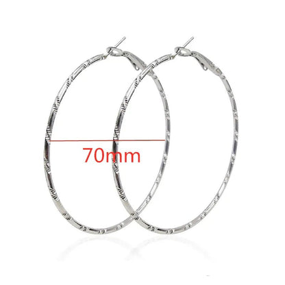 40 - 80mm Exaggerated Big Smooth Circle Hoop Earrings for Women Aros Simple Round Loop Ear Wedding Jewelry Brincos Cool Gift - LEIDAI
