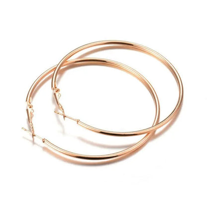 40 - 80mm Exaggerated Big Smooth Circle Hoop Earrings for Women Aros Simple Round Loop Ear Wedding Jewelry Brincos Cool Gift - LEIDAI