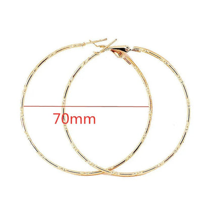 40 - 80mm Exaggerated Big Smooth Circle Hoop Earrings for Women Aros Simple Round Loop Ear Wedding Jewelry Brincos Cool Gift - LEIDAI