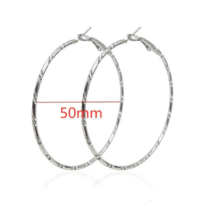 40 - 80mm Exaggerated Big Smooth Circle Hoop Earrings for Women Aros Simple Round Loop Ear Wedding Jewelry Brincos Cool Gift - LEIDAI