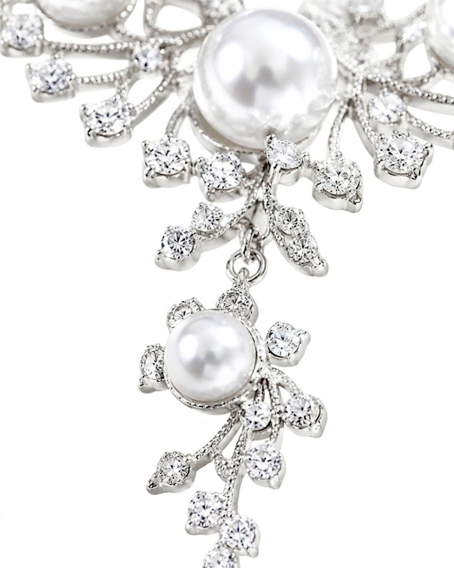 Luxury Pearl Vine Bridal Jewelry Set – Crystal Wedding Necklace & Earrings