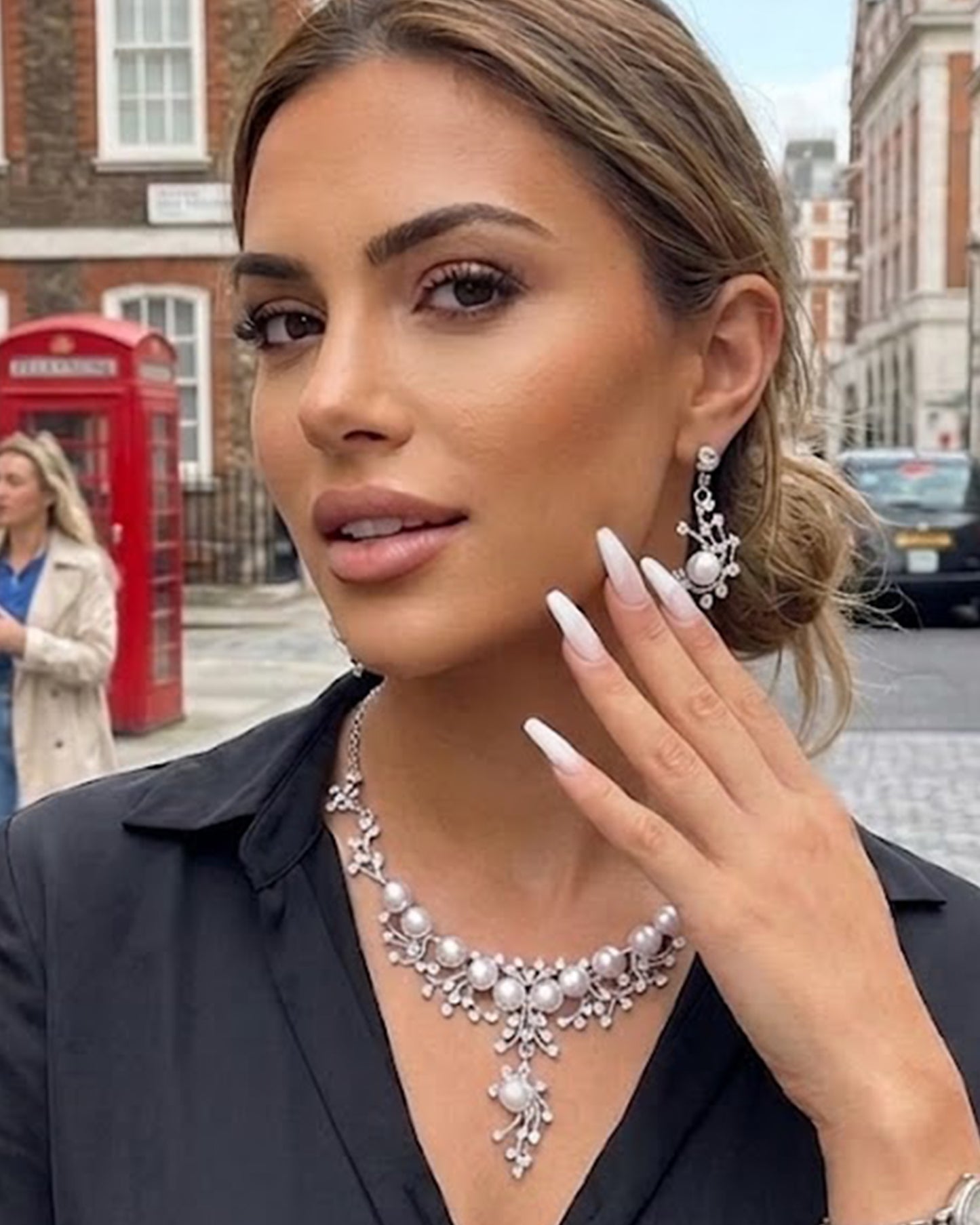 Luxury Pearl Vine Bridal Jewelry Set – Crystal Wedding Necklace & Earrings
