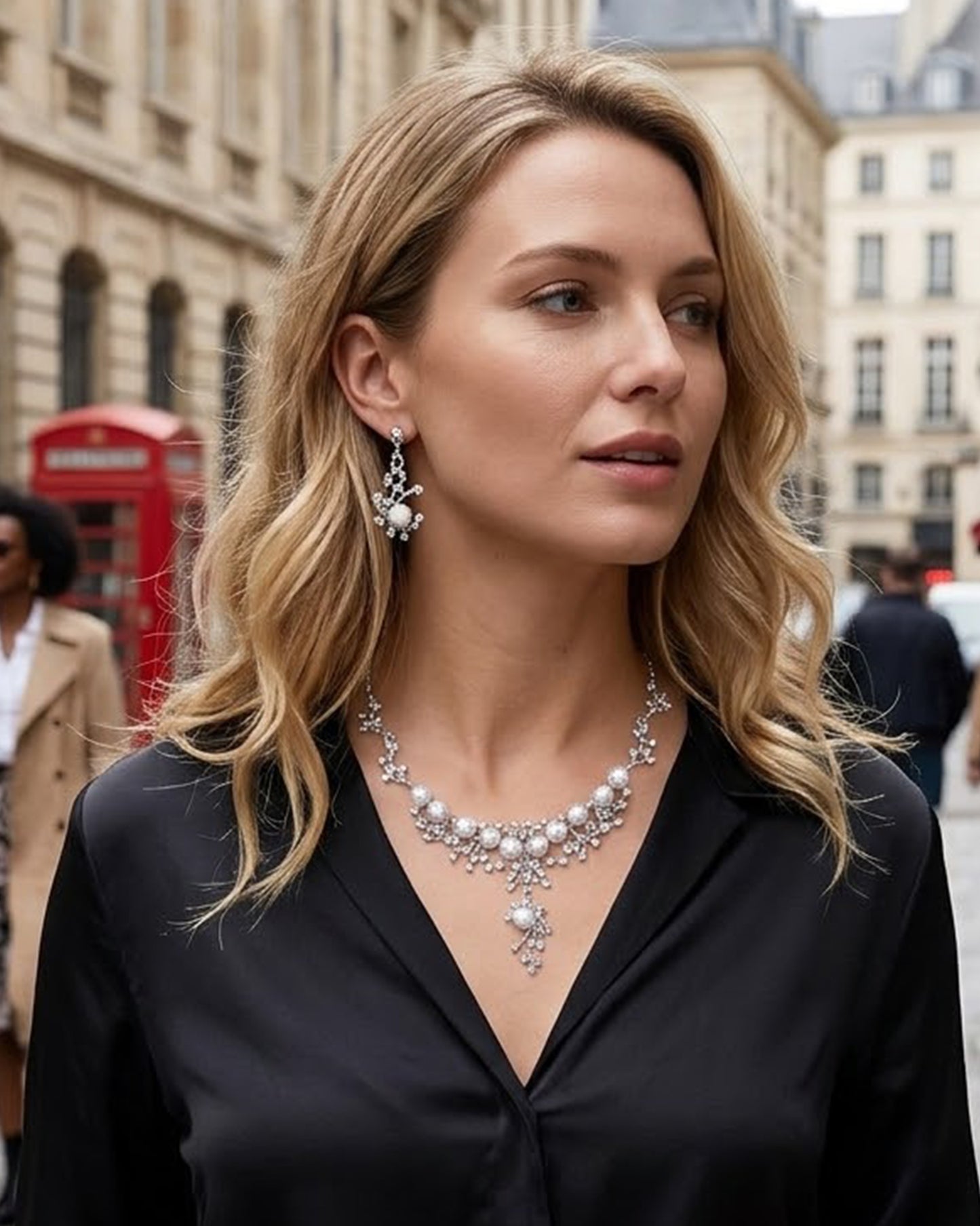 Luxury Pearl Vine Bridal Jewelry Set – Crystal Wedding Necklace & Earrings