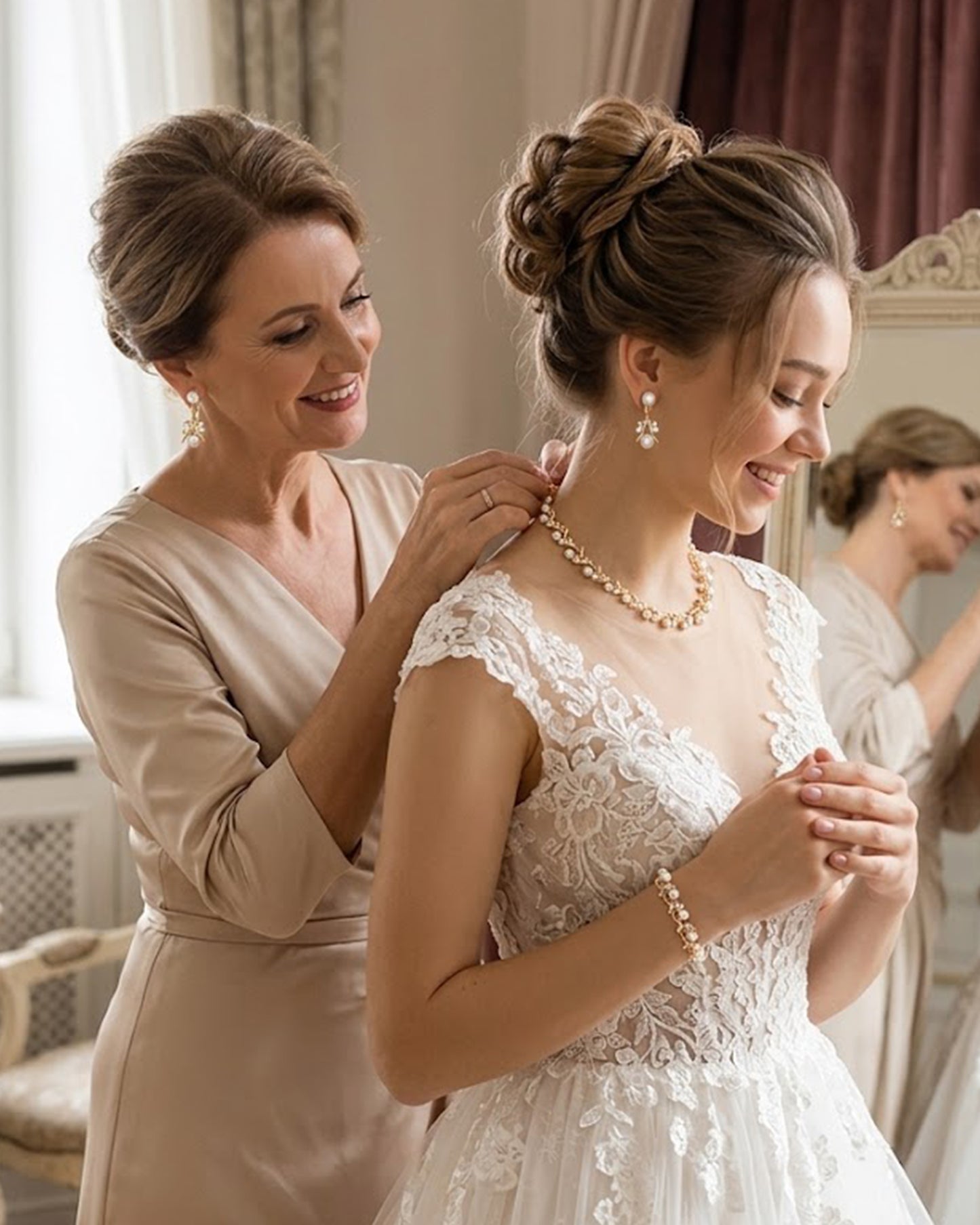 Elegant Pearl Vine Jewelry Set – Necklace, Bracelet & Earrings