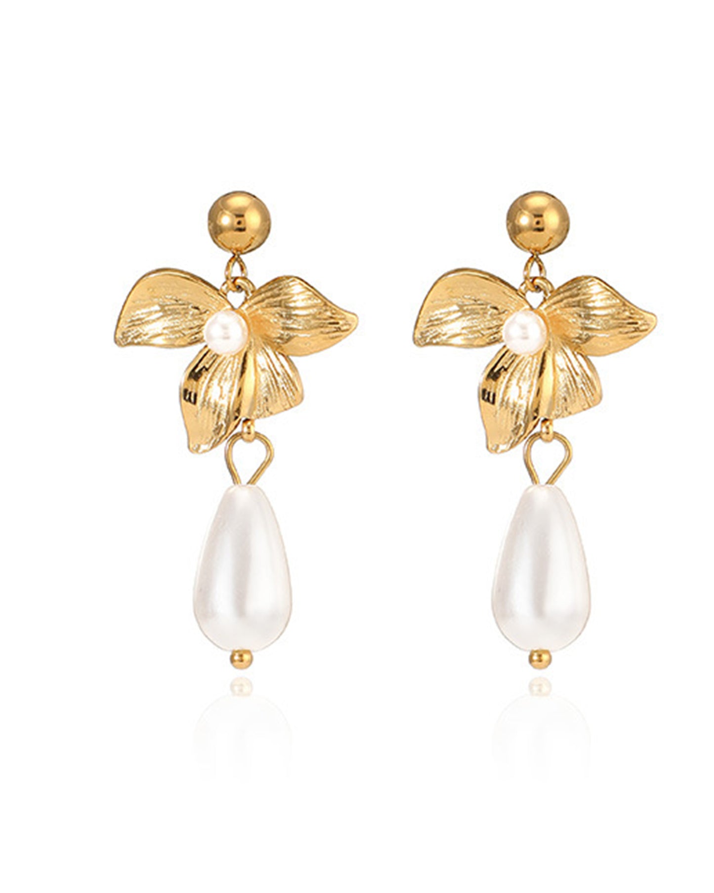 Gold Flower Teardrop Pearl Earrings | Thoughtful Gift for Girlfriend & Best Friend