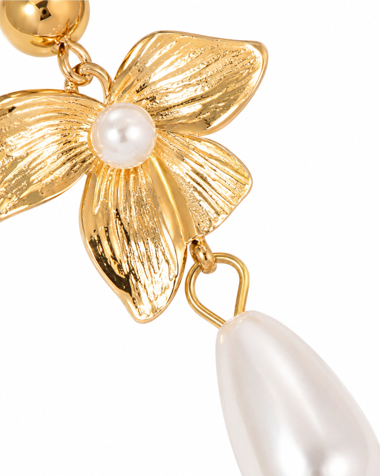 Gold Flower Teardrop Pearl Earrings | Thoughtful Gift for Girlfriend & Best Friend