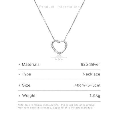 925 Sterling Silver Gold Clear Love Heart Pendant Necklace Long Chain Luxury Fine Jewelry Women Wedding Gift - LEIDAI