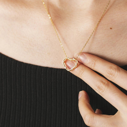 925 Sterling Silver Gold Clear Love Heart Pendant Necklace Long Chain Luxury Fine Jewelry Women Wedding Gift - LEIDAI