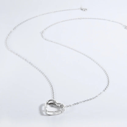 925 Sterling Silver Gold Clear Love Heart Pendant Necklace Long Chain Luxury Fine Jewelry Women Wedding Gift - LEIDAI