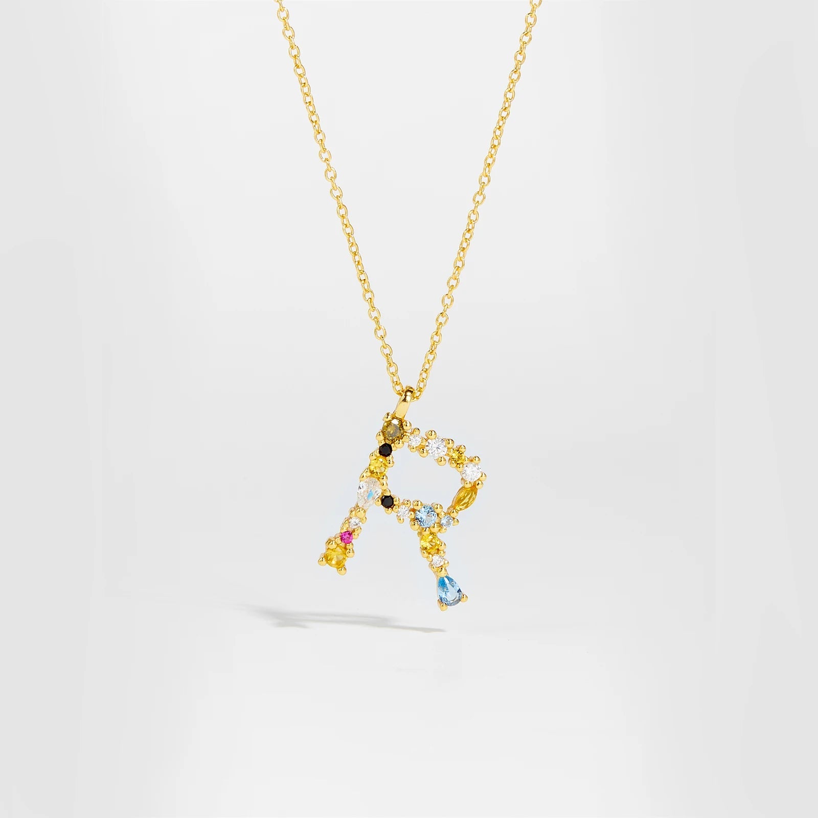 925 Sterling Silver Gold Letter M Pendant Initial F Alphabet Necklace Monogram Opals 2020 Women Accessories Jewelry - LEIDAI