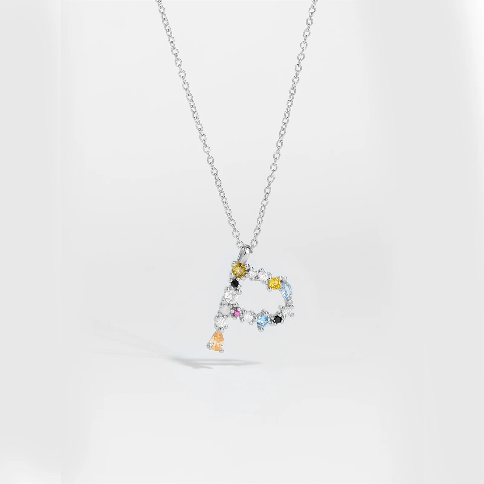 925 Sterling Silver Gold Letter M Pendant Initial F Alphabet Necklace Monogram Opals 2020 Women Accessories Jewelry - LEIDAI