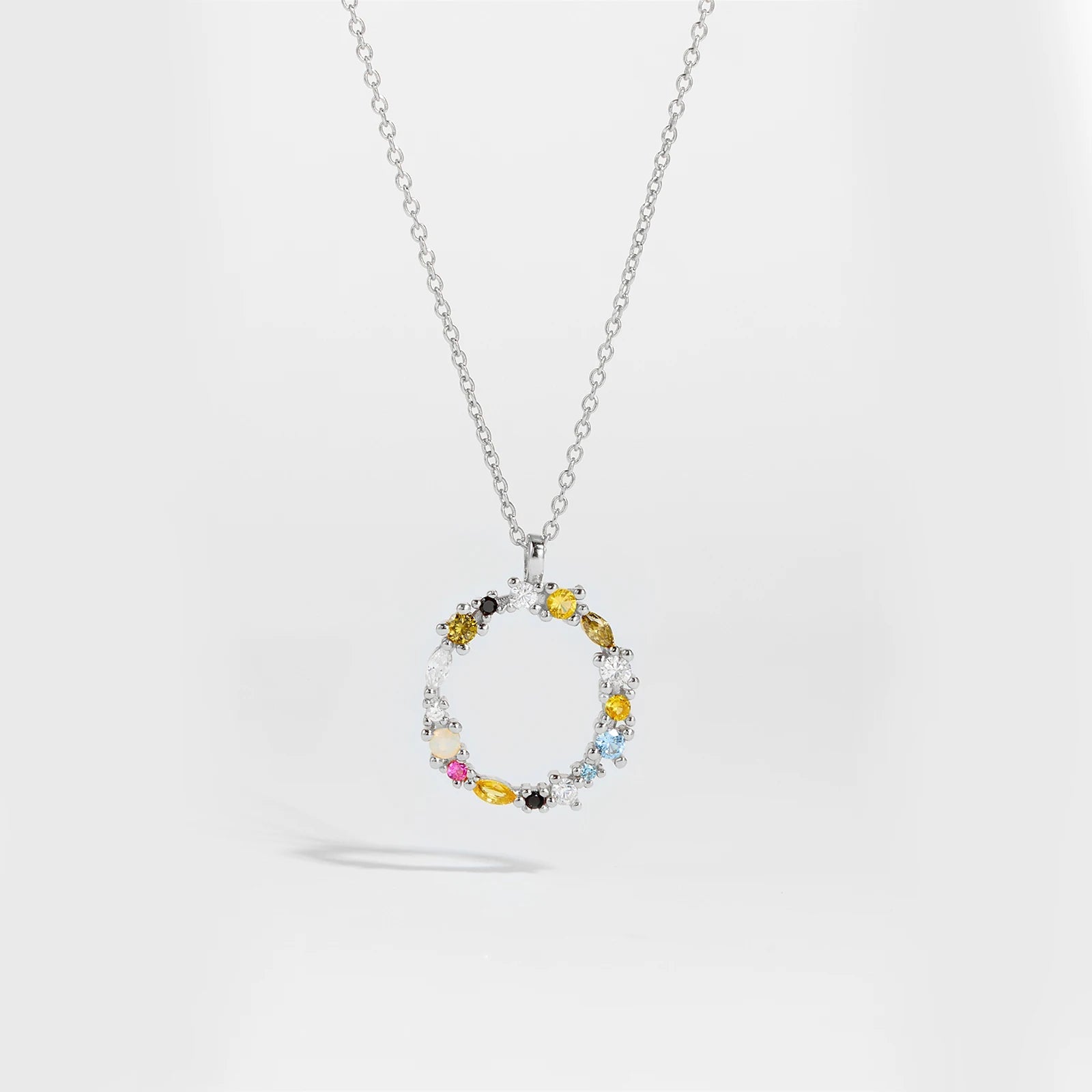 925 Sterling Silver Gold Letter M Pendant Initial F Alphabet Necklace Monogram Opals 2020 Women Accessories Jewelry - LEIDAI