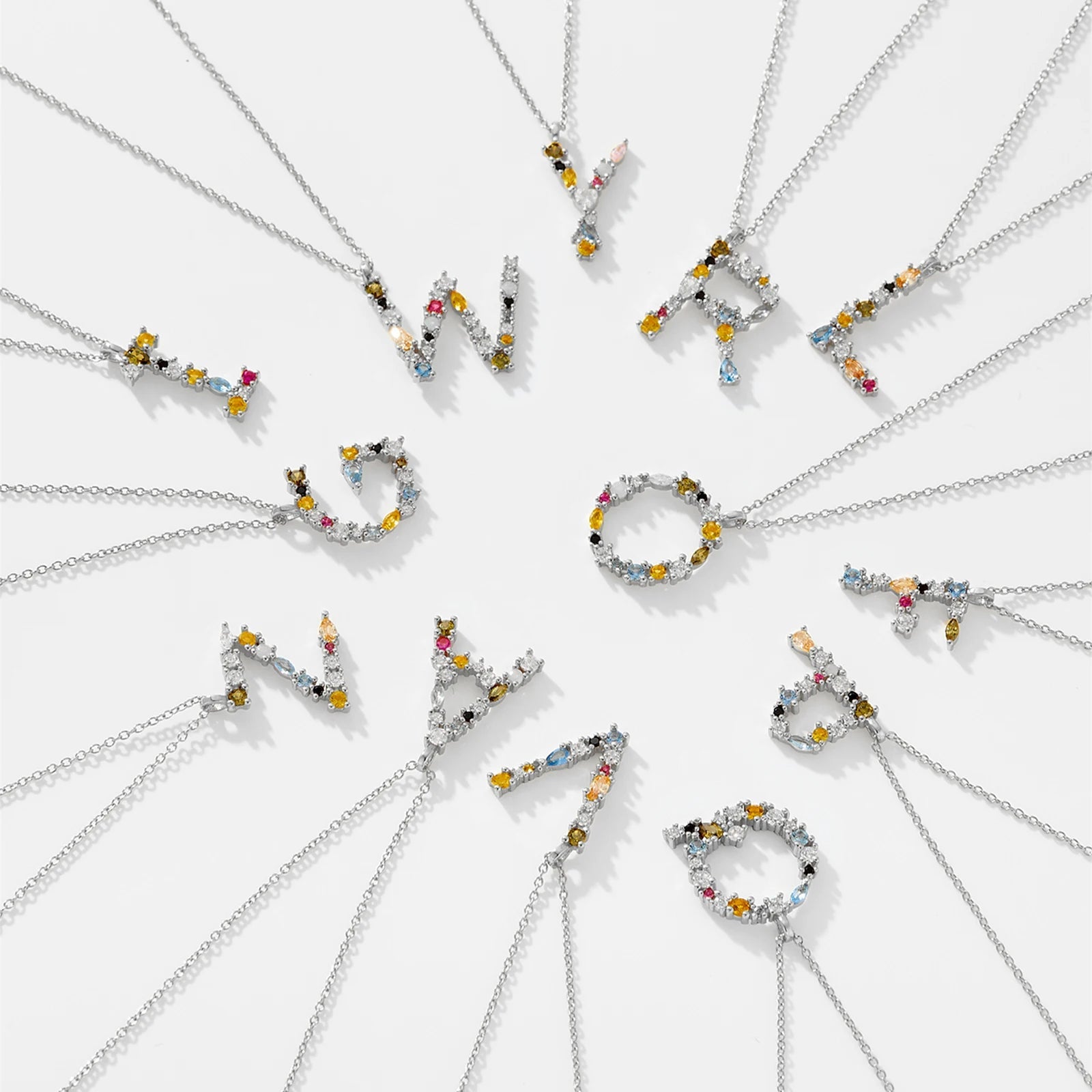 925 Sterling Silver Gold Letter M Pendant Initial F Alphabet Necklace Monogram Opals 2020 Women Accessories Jewelry - LEIDAI