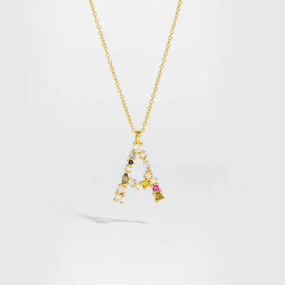 925 Sterling Silver Gold Letter M Pendant Initial F Alphabet Necklace Monogram Opals 2020 Women Accessories Jewelry - LEIDAI