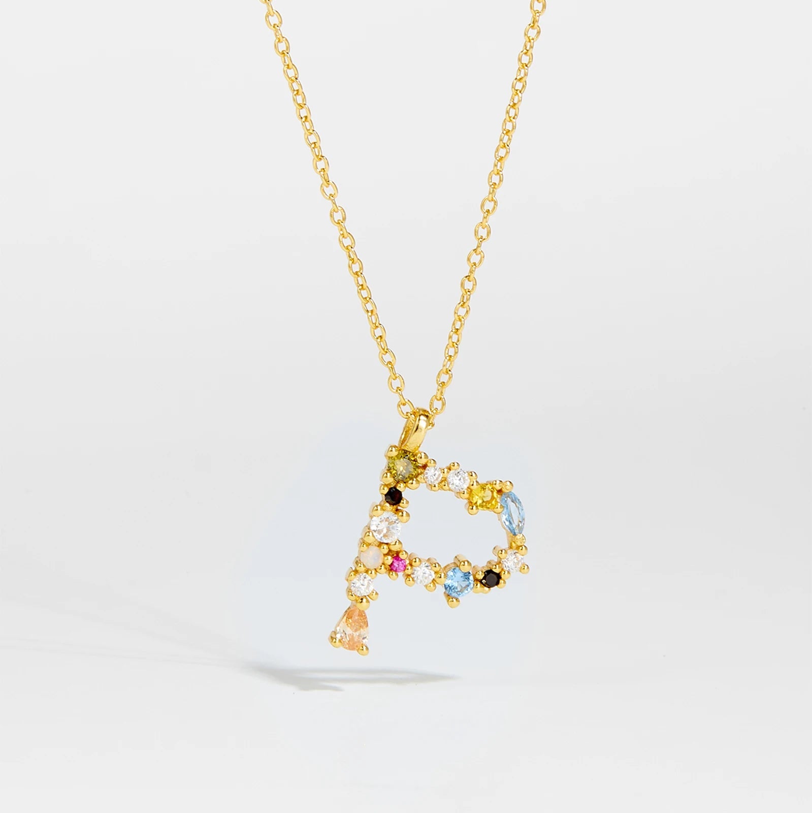 925 Sterling Silver Gold Letter M Pendant Initial F Alphabet Necklace Monogram Opals 2020 Women Accessories Jewelry - LEIDAI